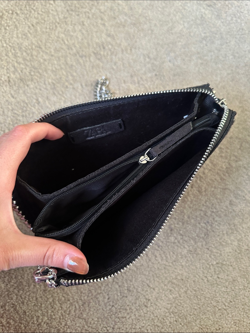 Zara Black Chain Crossbody Clutch with Stud Trim - Picture 5 of 10